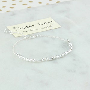 Schwester Liebe Sterling Silber Morse Code Kette Armband