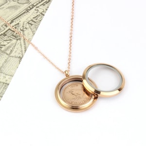 70th/ 80th Birthday Farthing Coin Locket Necklace image 2
