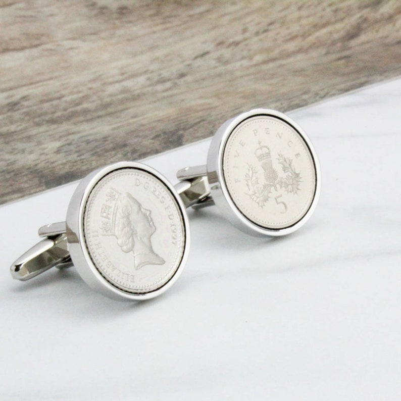 Personalised 21st Or 18th Birthday Five Pence Cufflinks image 6