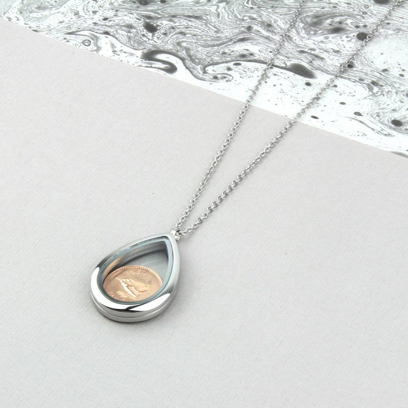 70th/80th Birthday Silver Farthing Coin Locket Necklace image 4