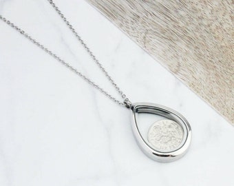 1964 60th Birthday Sixpence Teardrop Necklace