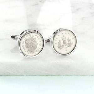 Personalised 21st Or 18th Birthday Five Pence Cufflinks image 7