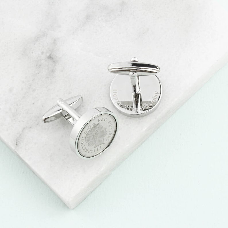 Personalised 21st Or 18th Birthday Five Pence Cufflinks image 5