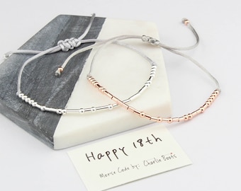Happy 18th Birthday Morse Code Bracelet