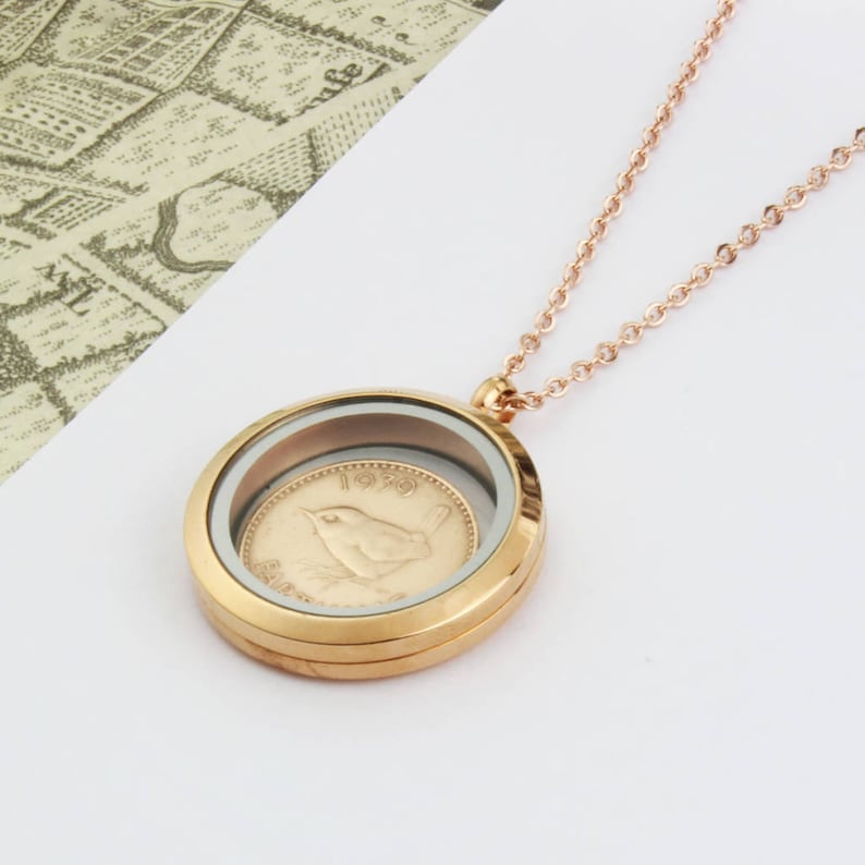 70th/ 80th Birthday Farthing Coin Locket Necklace image 6