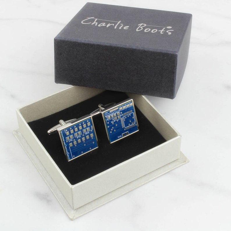 Personalised Blue Circuit Board Cufflinks image 6