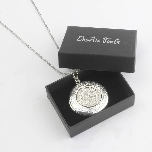 1954 70th Birthday Vintage Sixpence Locket Necklace
