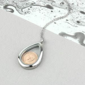 70th/80th Birthday Silver Farthing Coin Locket Necklace image 6