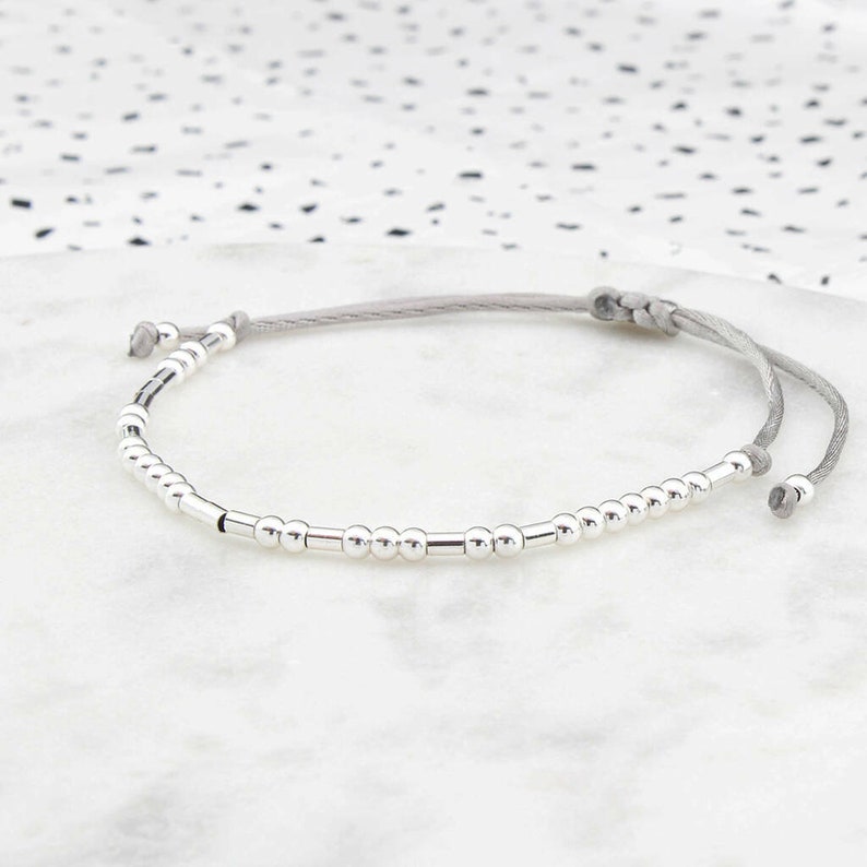 Fuck Cancer Sterling Silver Morse Code Bracelet imagem 2