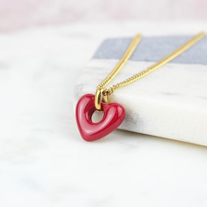 Red Love Heart Glass Necklace