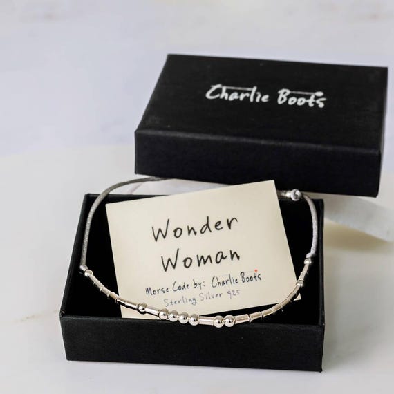 Wonder Woman sterling silver Morse Code Bracelet