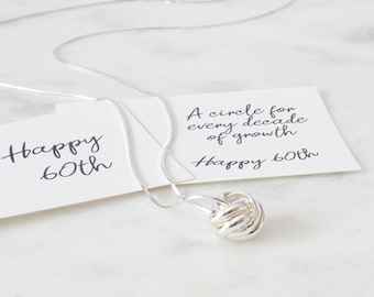 60th Birthday Circles Ring Necklace, circle for every decade