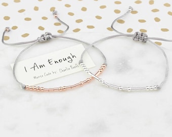 I Am Enough Morse Code Bracelet