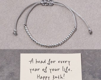 Sterling Silver Happy 30th Bead For Every Year Friendship Bracelet