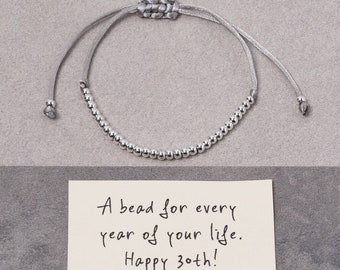 Sterlingzilveren Happy 30th Bead For Every Year-vriendschapsarmband