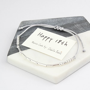 Happy 18th Birthday Morse Code Bracelet - Sterling Silver