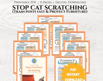 Solución para evitar que los gatos arañen muebles, sofás y alfombras / Sin aerosol ni desungulación / PDF imprimible