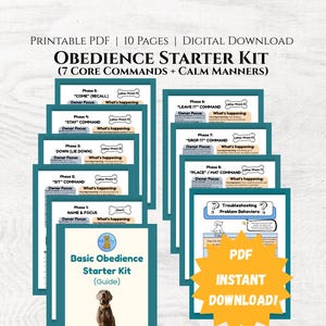 Enseñe rápidamente comandos de calma / Deje de saltar, ignorar y ladrar / Obediencia canina imprimible