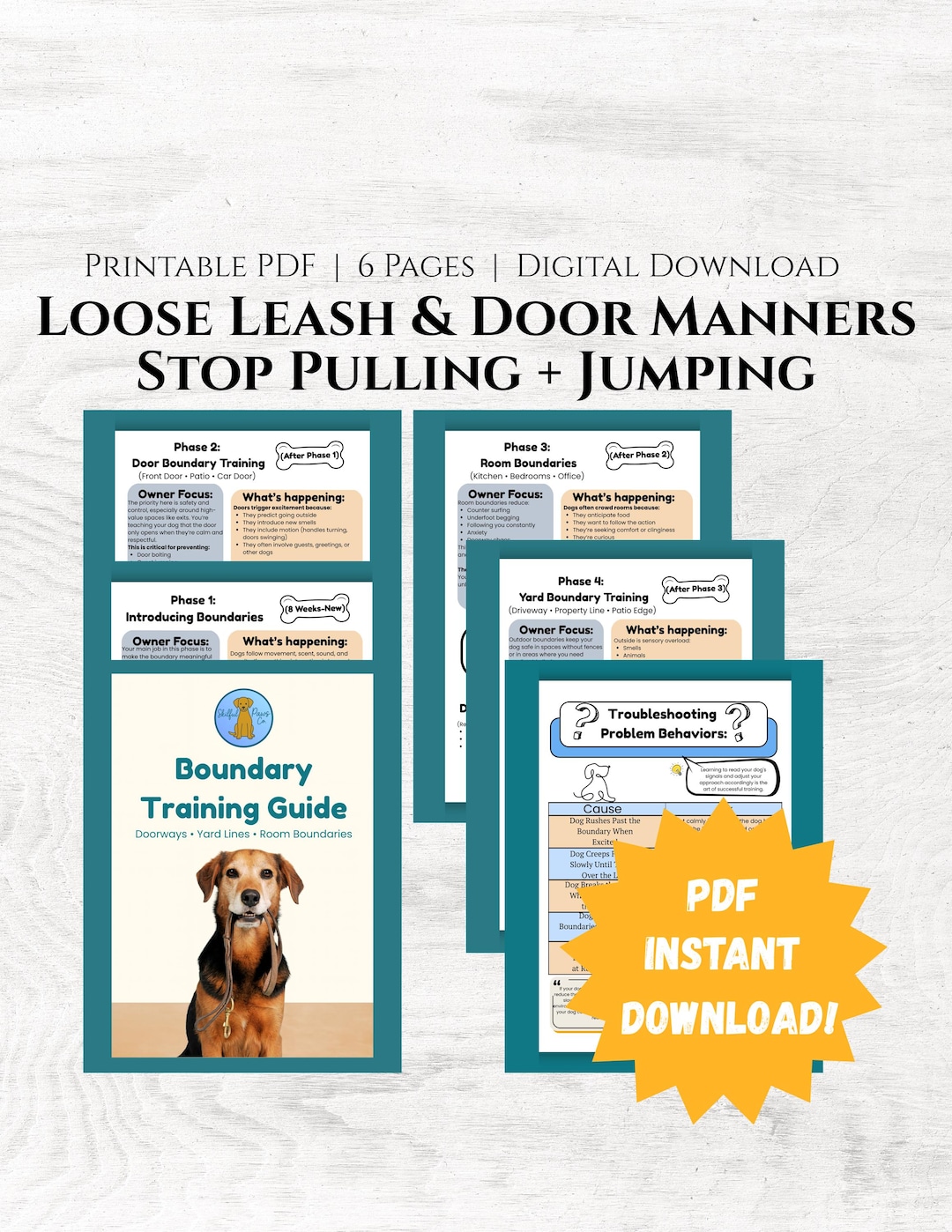 Leash Template.pdf Stop Pulling & Jumping | Loose Leash + Door Manners Boundary Training ...