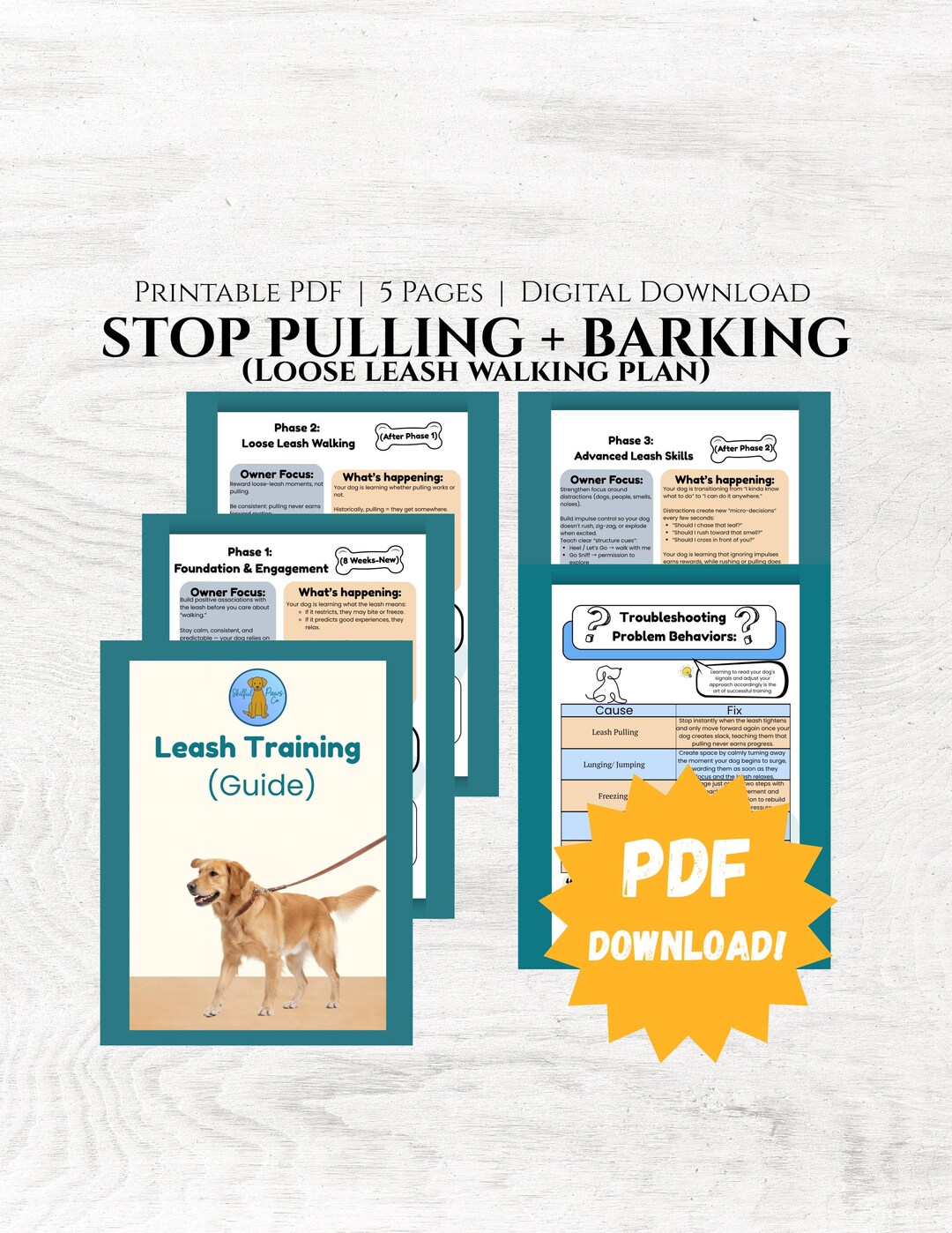 Leash Template.pdf Loose Leash Walking Guide | Stop Pulling & Barking (leash Reactivity ...