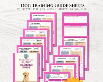 New Dog Owner, Dog Training, Positive Puppy Behavior Guide, Potty & Socialization Tracker, Printable PDF