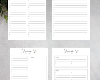 Shopping List Template Printable, Minimalist Grocery List (Digital Download)