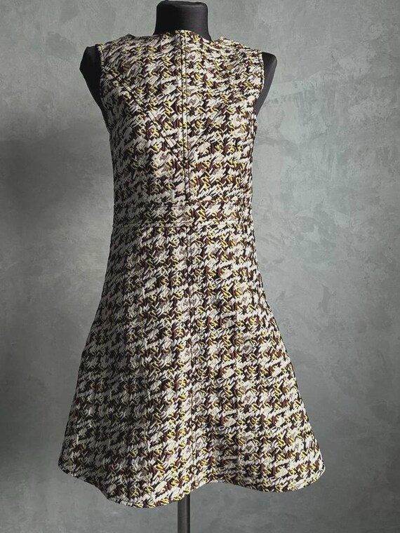 Louis Vuitton, Louis Vuitton Brown Houndstooth Pattern Sleeveless Dress Size 36 Made In France