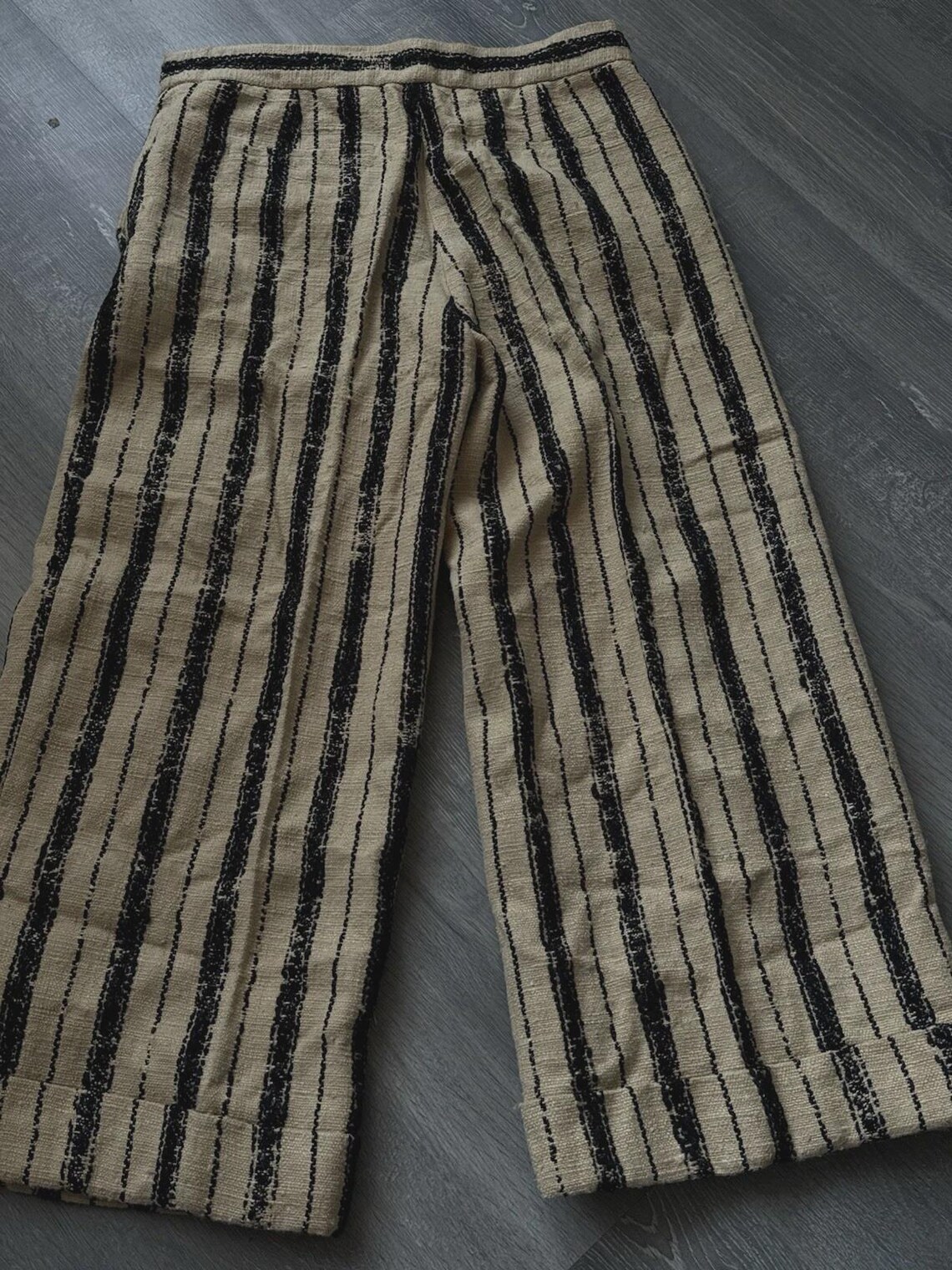 Christian Dior pantaloni pants Silk cotton beige black striped size US 4 I 40, foto 3 di 5