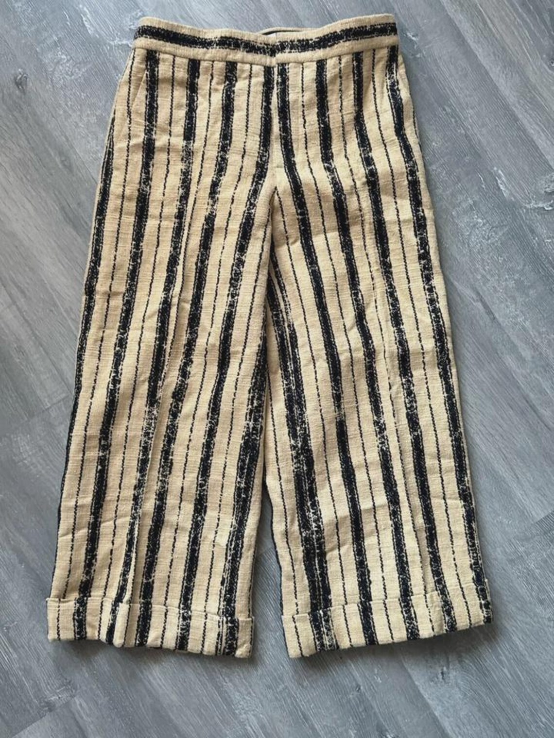Christian Dior pantaloni pants Silk cotton beige black striped size US 4 I 40, foto 2 di 5