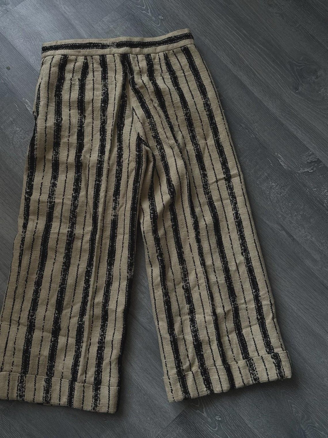 Christian Dior pantaloni pants Silk cotton beige black striped size US 4 I 40, foto 4 di 5