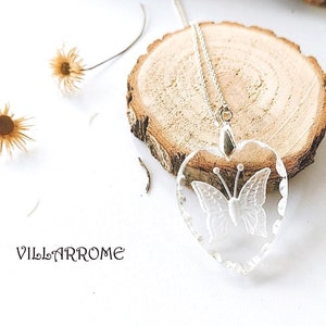 Collar mariposa corazón camafeo intaglio cristal, joyas victorianas, joyas plata, Steampunk, joyas boda, blackfriday, navidad, regalo ella