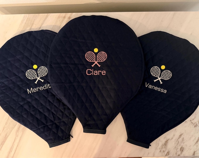 Paddle Covers embroidered personalized (platform tennis) handmade quilted covers