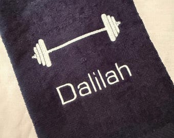 Weight lifting towel personalized embroidered - work out fitness