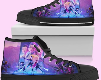 Kpop Demon Hunters High-Top Shoes: Anime Rumi Converse Inspired Sneakers for Women, Men, and Kids