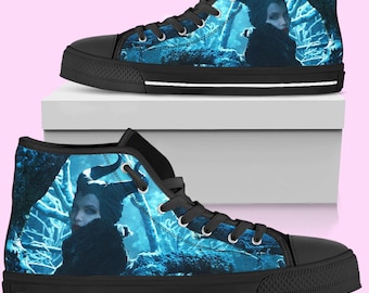 Maleficent High-Top Shoes: Unisex Converse Inspired Sneakers for Women, Men, and Kids