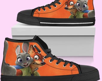 Zootopia High-Top Shoes: Animated Movie Converse Inspired Sneakers for Women, Men, and Kids