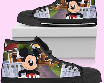 Mickey Mouse High-Top Shoes: Converse Inspired Sneakers for Women, Men, and Kids