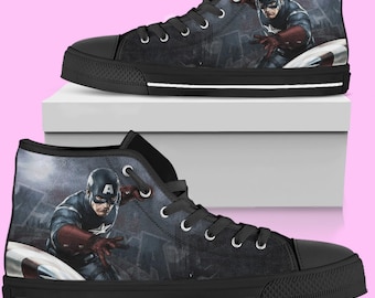 Captain America High-Top Shoes: Avengers Unisex Converse Inspired Sneakers