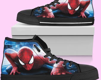 Spider-Man High-Top Shoes: Movie Unisex Converse Inspired Sneakers for Women, Men, and Kids