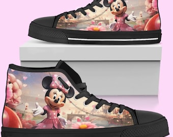 Minnie-Maus-High-Top-Schuhe: Von Konvers inspirierte Turnschuhe für Damen, Herren und Kinder