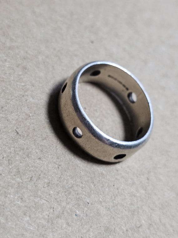 Unique Vintage 925 Solid Silver Hole Ring - image 2