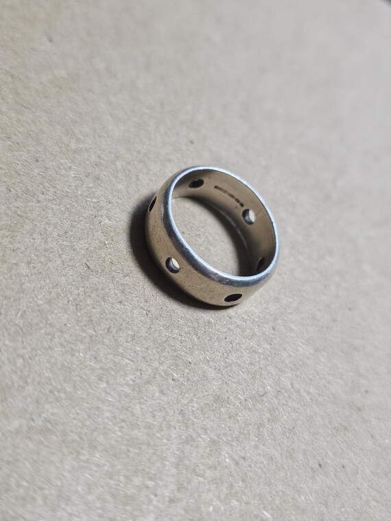 Unique Vintage 925 Solid Silver Hole Ring - image 4