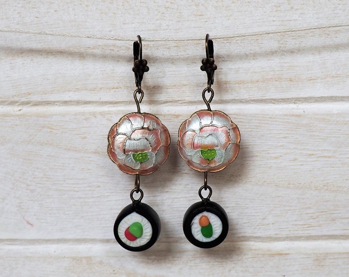 Sushi Roll Earrings Sushi Maki Japanese Earrings Miniature Food Jewelry Sushi Earrings Gift for her Food gift earrings