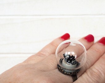 Glass Globe Bat Ring SPECIAL DISCOUNT Adjustable Bat Ring Glass Ring Handmade