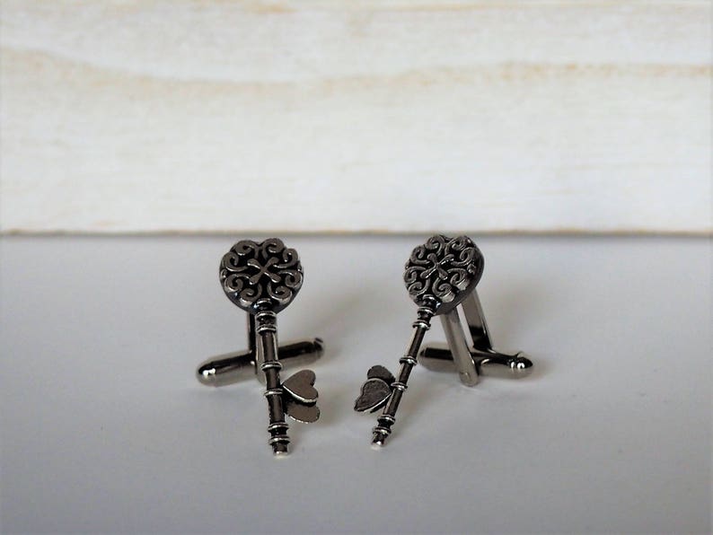 Key Cufflinks Silver Tone Keys Wedding Cuff Links Grooms Groomsmens gifts Key wedding gift