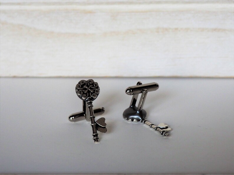 Key Cufflinks Silver Tone Keys Wedding Cuff Links Grooms Groomsmens gifts Key wedding gift