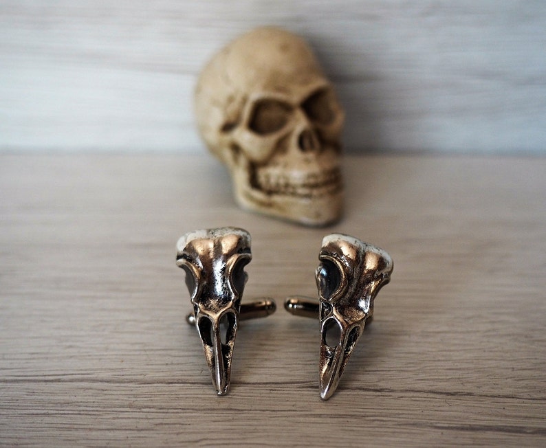 Raven Skull Cufflinks Men's skull accessories rocker cuff Etsy