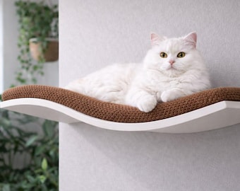 Modern Cat Wall Shelf with Cushion, Floating Cat Bed