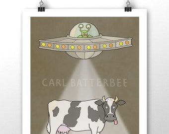 Alien Abduction - Illustration Print Signed