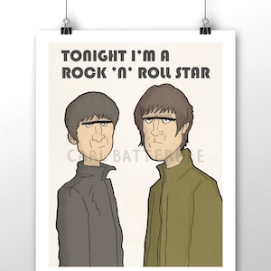 Oasis - Noel and Liam Gallagher - Illustration Print Signed